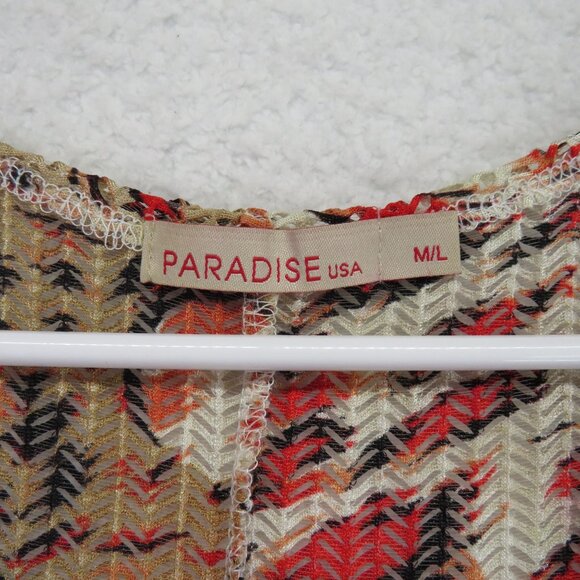 Paradise Coverup Womens Size Medium Sleeveless Boho Tunic Mesh Animal Print New - Picture 6 of 9